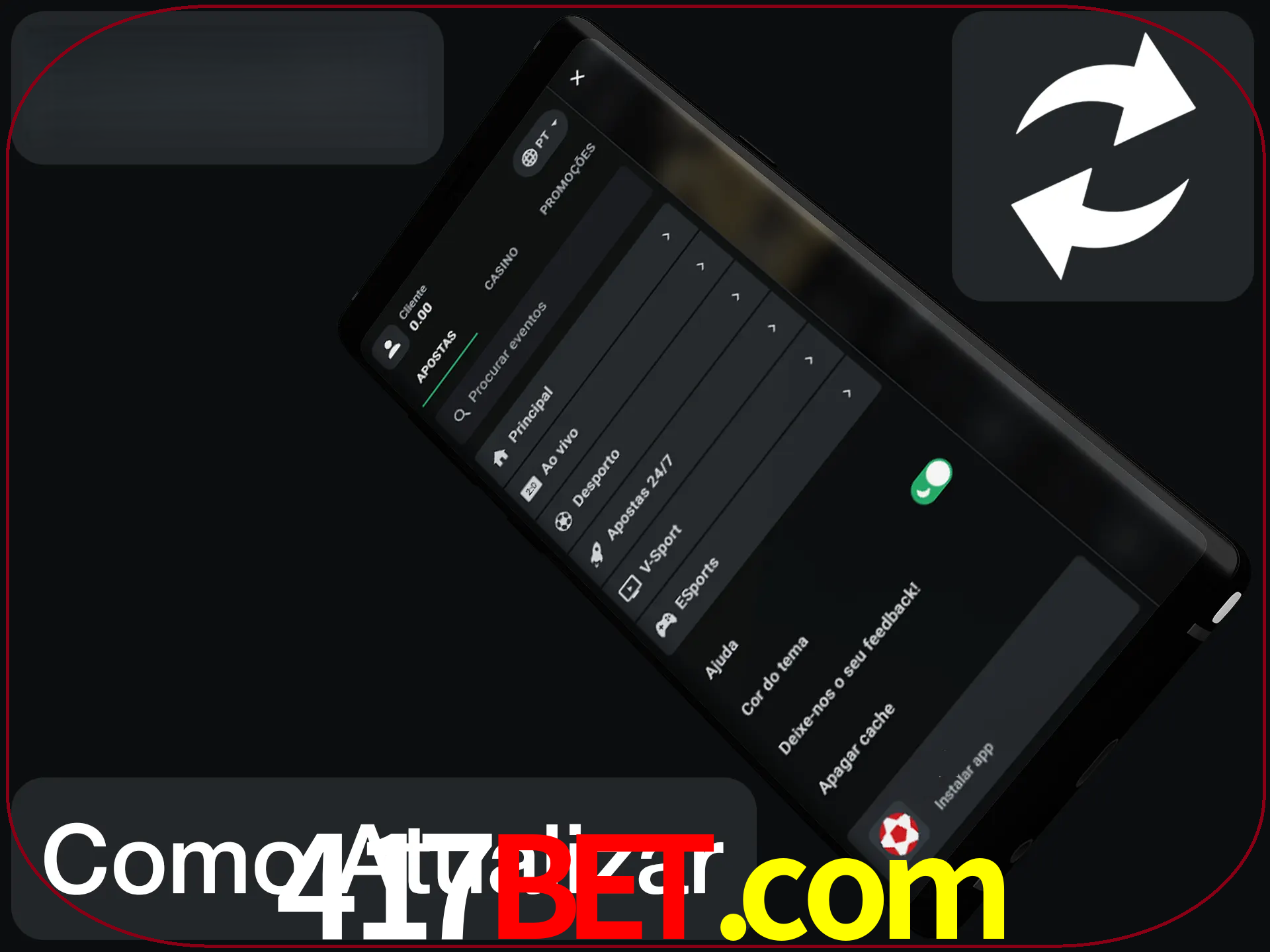 O aplicativo é atualizado automaticamente quando você faz o login.