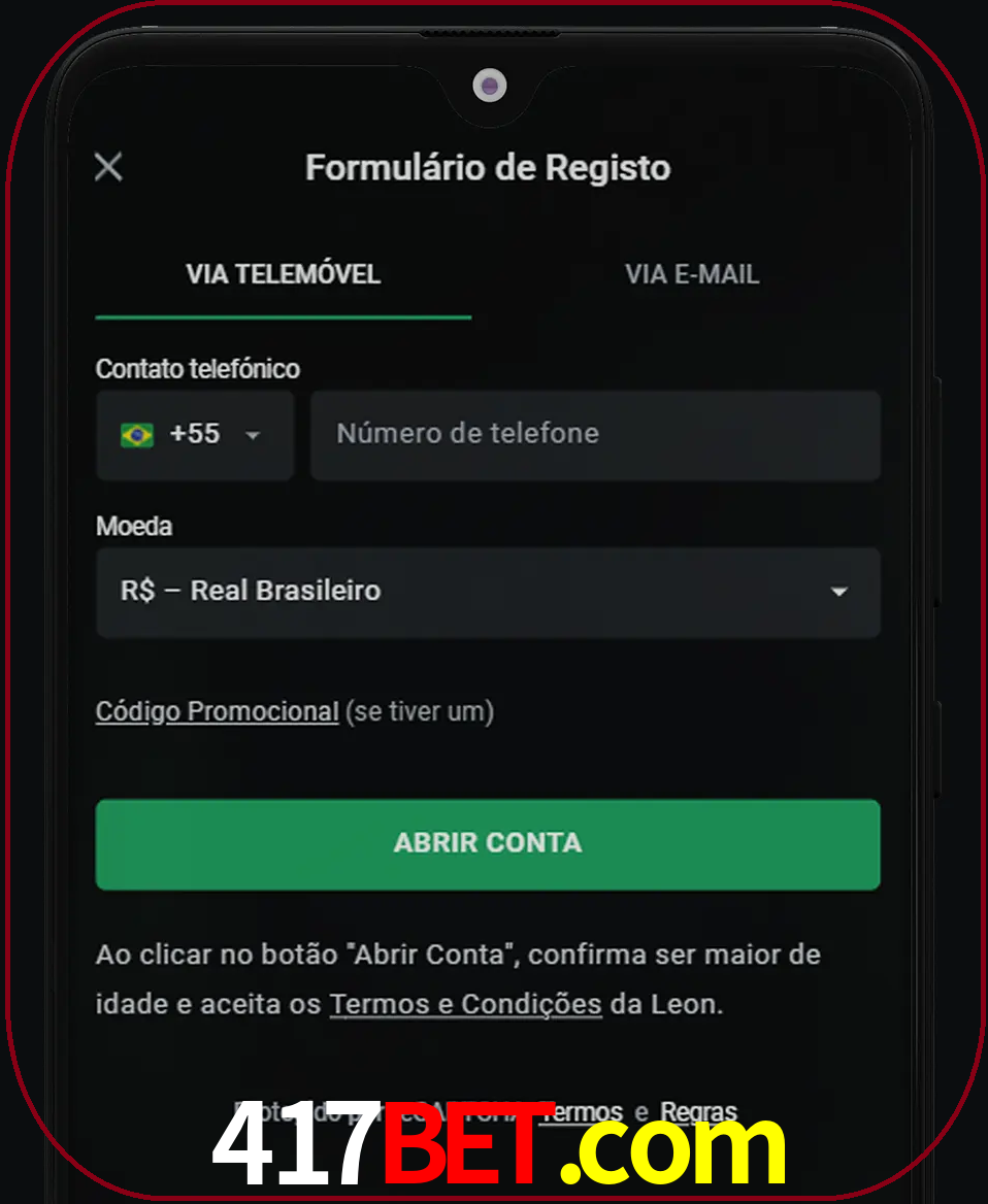 Abra o aplicativo e inicie o processo de registro.