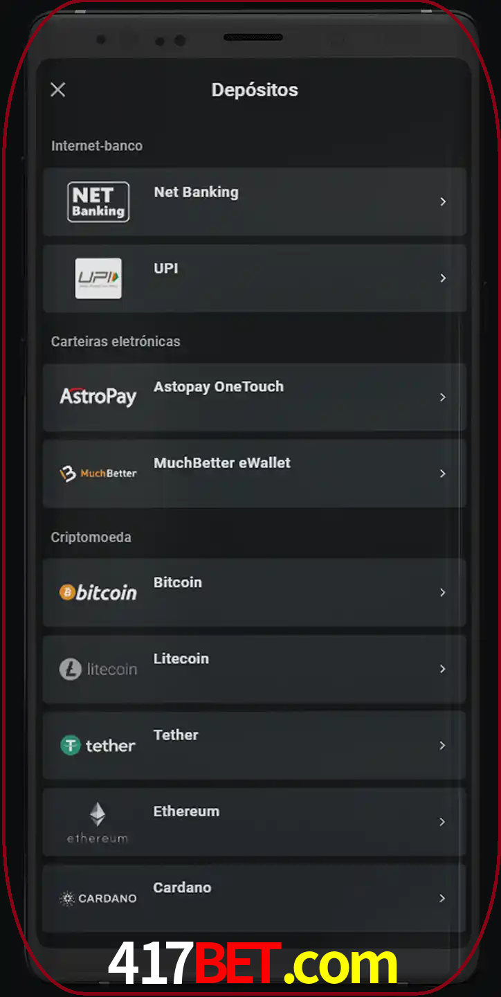 Você pode usar métodos alternativos de depósito.